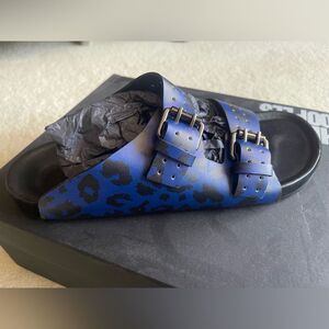 The Kooples Blue Leopard Print Sandals